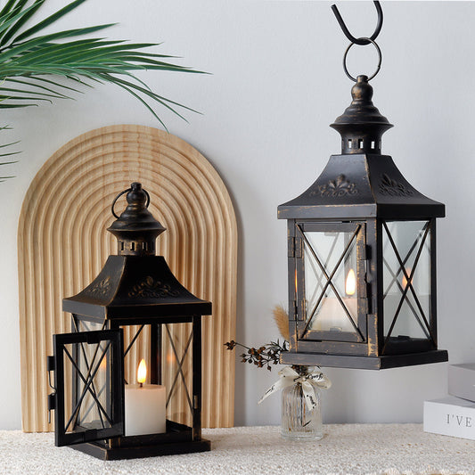 SET OF 2 -11'' High Metal Decorative Candle Lantern Hanging Candle Holder