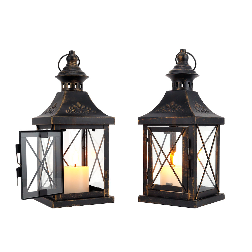 SET OF 2 -11'' High Metal Decorative Candle Lantern Hanging Candle Holder