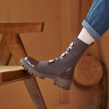 Thin Leg Thick-soled Martin Boots Women Boots Brown